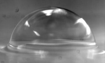 droplet resting on gel surface, deforming it